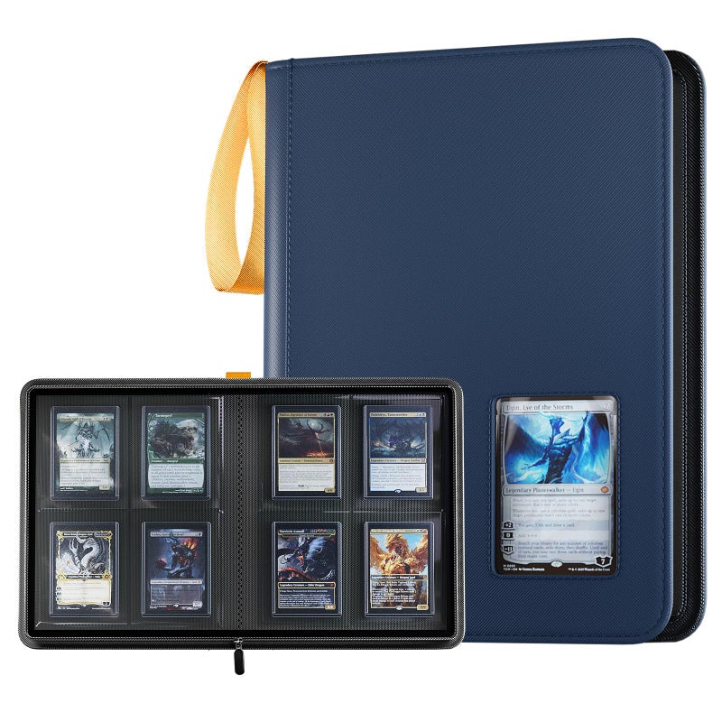 ProCase 4 Pocket Top Loader Binder, Holding 144 Cards in 3""x4"" Toploaders, Side Loading Small Book Folder with Clear Window for Pokemon, Trading, Sports Cards Collection TCG, MTG -Navy - Image 1